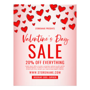 Red Hearts Valentijnsdag detailhandel verkoop roze Flyer