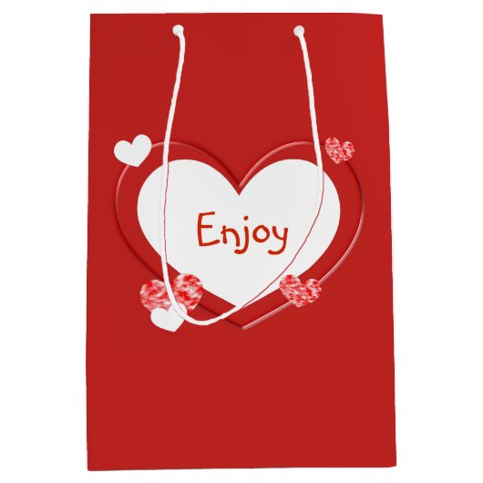  Red Hearts Valentijnsdag Gift Bag Medium Cadeauzakje (Voorkant)