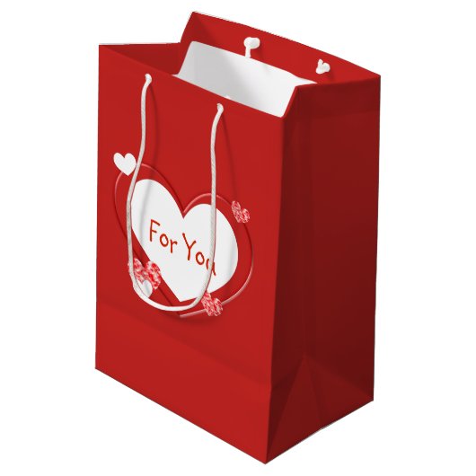  Red Hearts Valentijnsdag Gift Bag Medium Cadeauzakje (Achterkant Gekanteld)