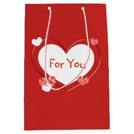  Red Hearts Valentijnsdag Gift Bag Medium Cadeauzakje