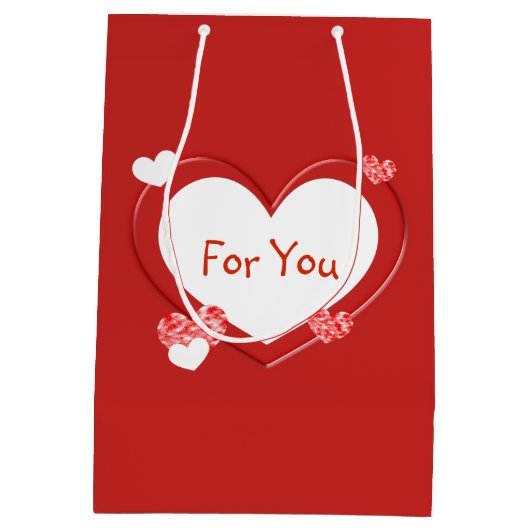 Red Hearts Valentijnsdag Gift Bag Medium Cadeauzakje (Achterkant)