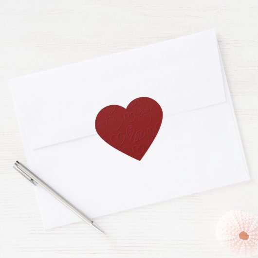 Red Hearts Valentijnsdag Hart Sticker (Envelop)