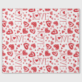 Red Hearts Valentijnsdag Love Cadeaupapier (Vlak)