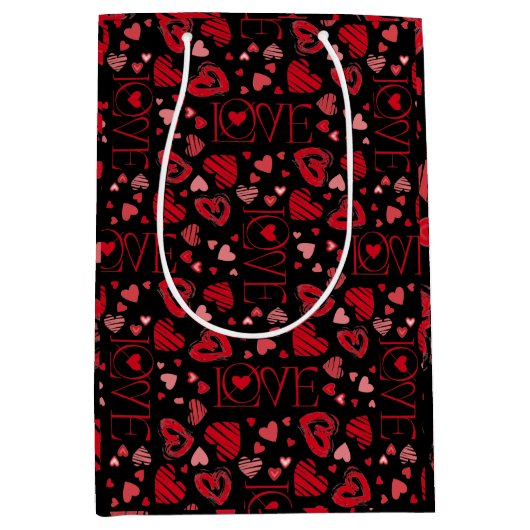 Red Hearts Valentijnsdag Love Medium Cadeauzakje (Voorkant)