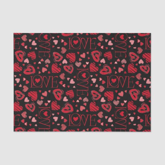 Red Hearts Valentijnsdag Love Tissuepapier (Voorkant)