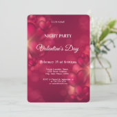 Red Hearts Valentijnsdag Night Party Kaart (Staand voorkant)