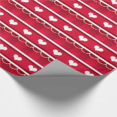 Red Hearts Valentijnsdag Pattern Cadeaupapier (Hoek)
