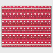 Red Hearts Valentijnsdag Pattern Cadeaupapier (Vlak)
