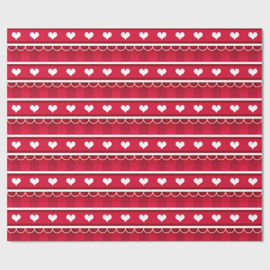 Red Hearts Valentijnsdag Pattern Cadeaupapier (Vlak)
