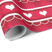 Red Hearts Valentijnsdag Pattern Cadeaupapier (Rol Hoek)