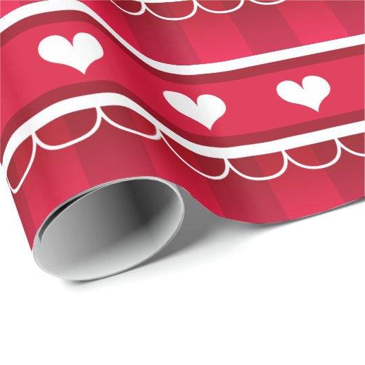 Red Hearts Valentijnsdag Pattern Cadeaupapier (Rol Hoek)