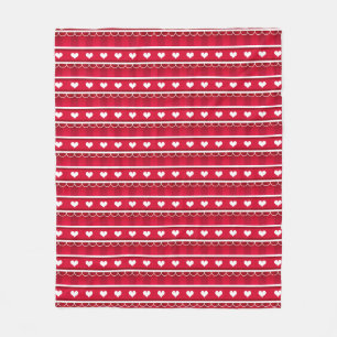 Red Hearts Valentijnsdag Pattern Fleece Deken