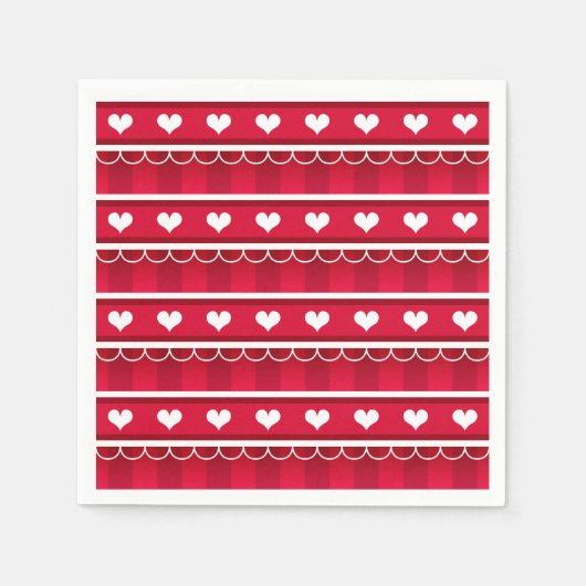 Red Hearts Valentijnsdag Pattern Servet (Voorkant)