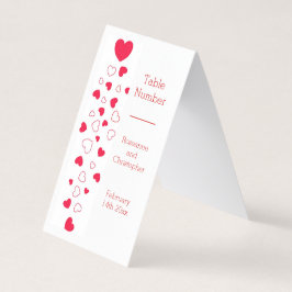 Red Hearts Valentijnsdag Trouwtafel nummer Kaart