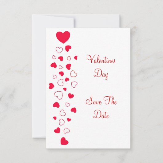Red Hearts Valentijnsdag Wedding Bewaar de datum Save The Date (Voorkant)