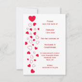 Red Hearts Valentijnsdag Wedding Bewaar de datum Save The Date (Achterkant)