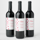 Red Hearts Valentijnsdag Wedding Wine Label Wijn Etiket (Flessen)