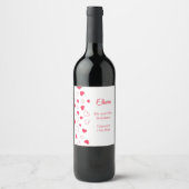 Red Hearts Valentijnsdag Wedding Wine Label Wijn Etiket (Voorkant)
