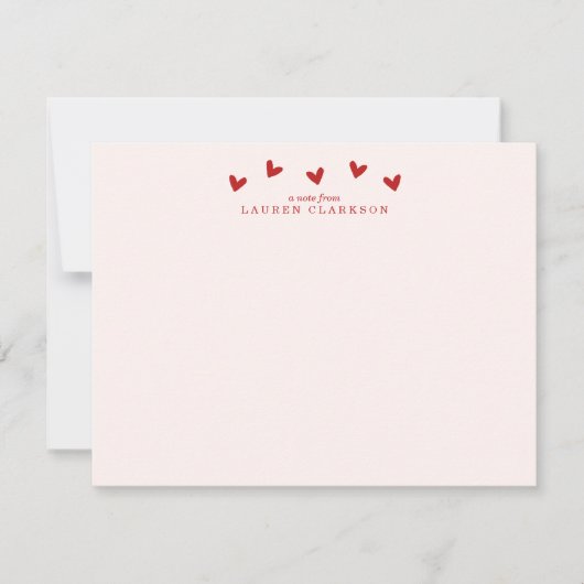 Red Hearts Valentine’s Day Note Card Kaart (Voorkant)