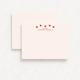 Red Hearts Valentine’s Day Note Card Kaart