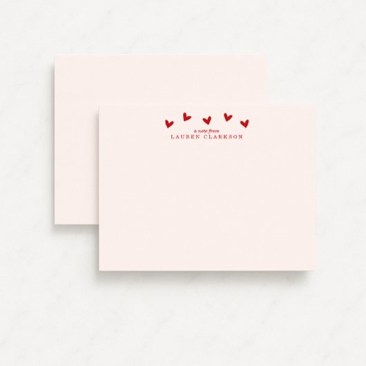 Red Hearts Valentine’s Day Note Card Kaart