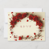 Red Hearts Valentine's Day Wedding RSVP Kaartje (Voorkant)