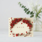 Red Hearts Valentine's Day Wedding RSVP Kaartje (Staand voorkant)