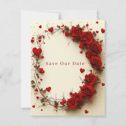 Red Hearts Valentine's Day Wedding Save The Date (Voorkant)