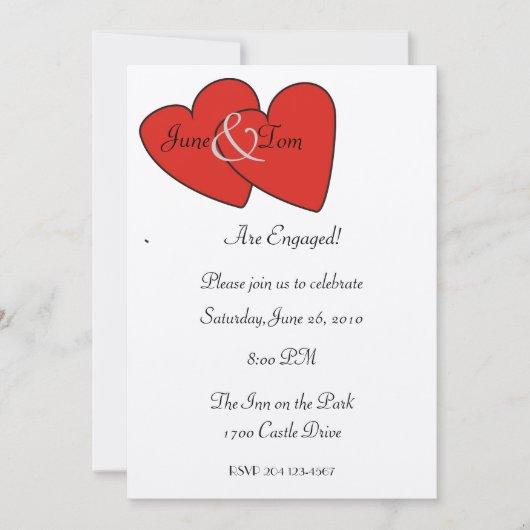 Red Hearts Verloving Invitation Kaart (Voorkant)
