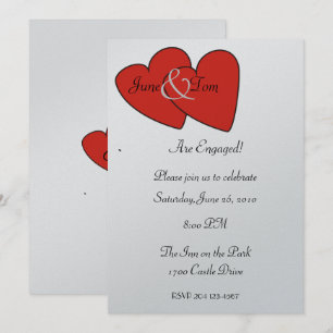 Red Hearts Verloving Invitation Kaart