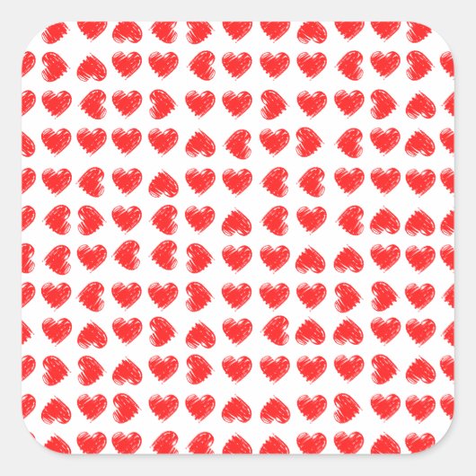 Red hearts vierkante sticker (Voorkant)