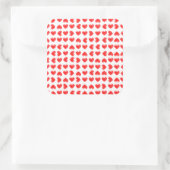 Red hearts vierkante sticker (Tas)