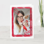 Red Hearts Waterverf Valentijn Foto Lijst Feestdagen Kaart (Voorkant)
