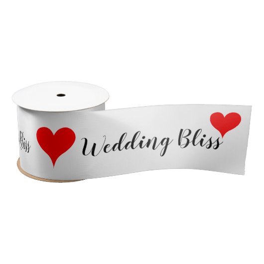 Red Hearts Wedding Bliss 3 INCH Satijnen Lint (Spoel)