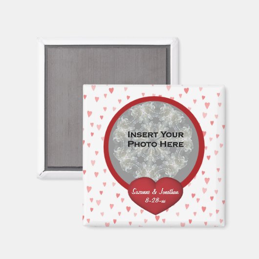 Red Hearts Wedding Photo Magneet (Voorkant / Achterkant)