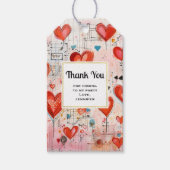 Red Hearts Whimsical Love Pattern Party Dank u Cadeaulabel (Voorkant)