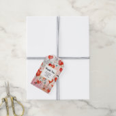 Red Hearts Whimsical Love Pattern Party Dank u Cadeaulabel (Met Touw)