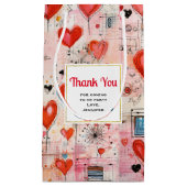 Red Hearts Whimsical Love Pattern Party Dank u Klein Cadeauzakje (Voorkant)