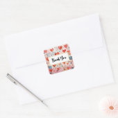 Red Hearts Whimsical Love Pattern Thank You Vierkante Sticker (Envelop)