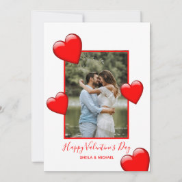 Red Hearts White Happy Valentijnse Fotovakantie C Feestdagenkaart