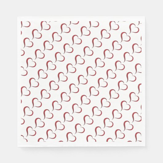 Red Hearts/White Standard Luncheon Napkin Servetten (Voorkant)
