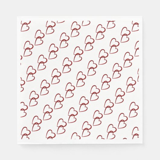 Red Hearts/White Standard Luncheon Napkin Servetten (Voorkant)