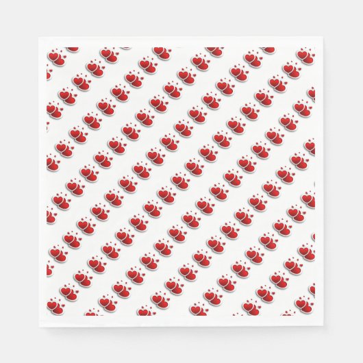 Red Hearts/White Standard Luncheon Napkin Servetten (Voorkant)