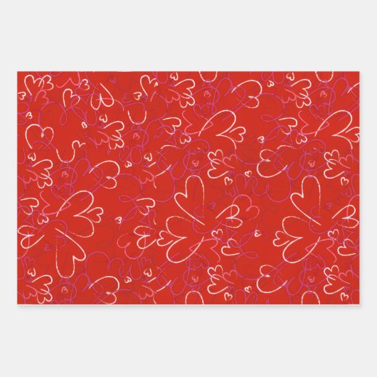 Red Hearts Wrapping Paper  (Voorkant)