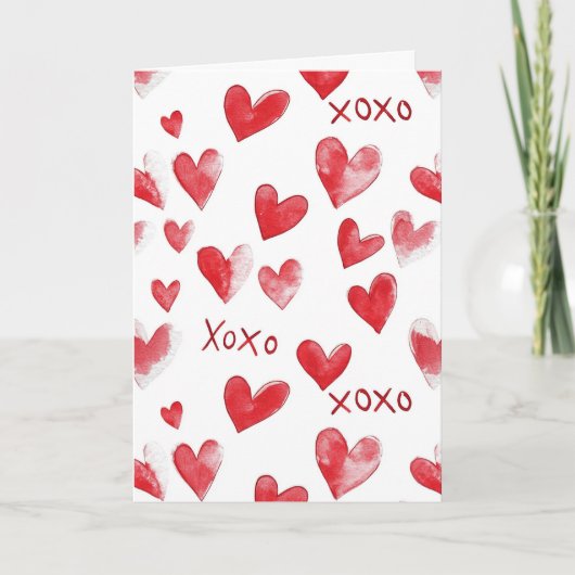 Red Hearts XOXO Love Kaart (Voorkant)