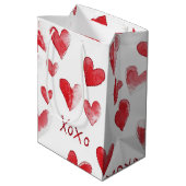 Red Hearts XOXO Love Medium Cadeauzakje (Achterkant Gekanteld)