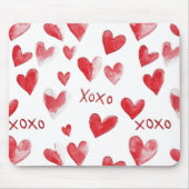 Red Hearts XOXO Love Muismat (Voorkant)
