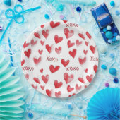 Red Hearts XOXO Love Papieren Bordje (Feest)