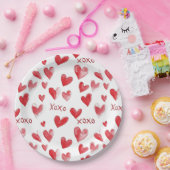 Red Hearts XOXO Love Papieren Bordje (Feest)