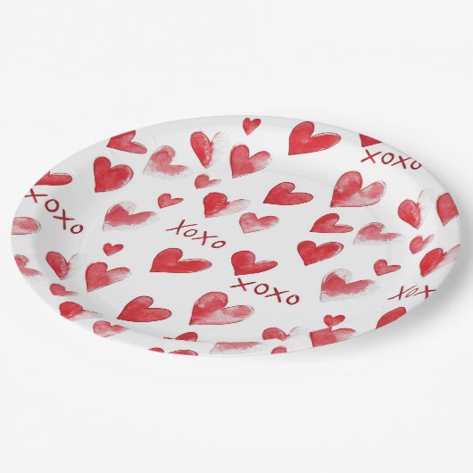 Red Hearts XOXO Love Papieren Bordje (Gekanteld)
